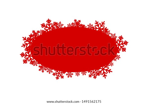 Christmas decoration. Winter\
holiday design element with snowflakes. Vector oval frame with copy\
space.