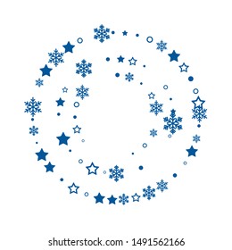 Christmas decoration. Winter holiday round design element with snowflakes.