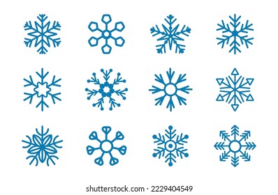 Christmas decoration, winter set, collection of snowflakes icon.