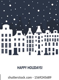 Christmas decoration with winter town. Vector