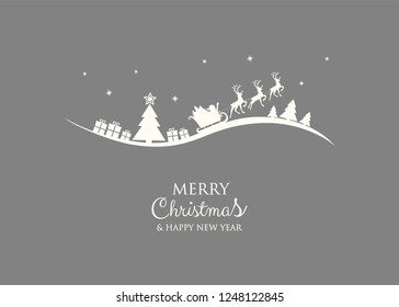 Christmas decoration with wishes and cartoon Santa Claus. Vector.