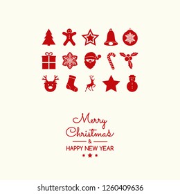 Christmas decoration with wishes and festive elements. Vector.