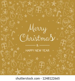Christmas decoration with wishes and hand drawn elements. Vector.