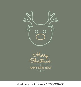 Christmas decoration with wishes and hand drawn reindeer. Vector.