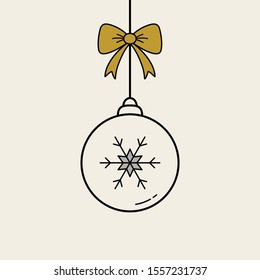 Christmas decoration. Xmas ball with festive snowflake. Vector