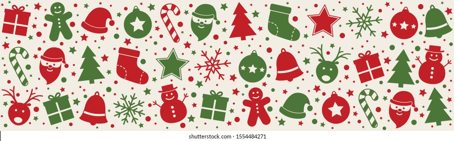 Christmas decoration with Xmas elements. Banner. Vector