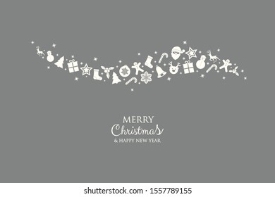 Christmas decoration. Xmas greeting card with icons. Vector