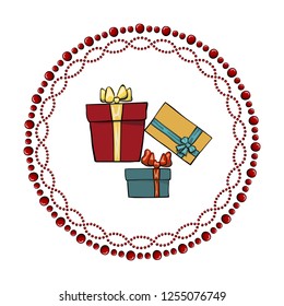 Christmas decoration for your design. Vector illustration with presents and garland.
