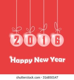 Christmas decorations with 2016 year inscription, happy new year celebration, 3d vector, eps 10