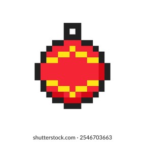 Christmas decorations 8-bit icon, Christmas decorations pixel art item.