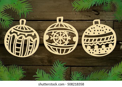 Christmas decorations balls. Laser cutting. 