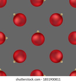Christmas decorations, balls, seamless pattern on grey background