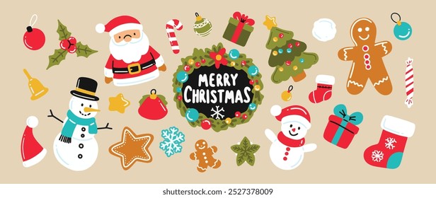 Christmas Decorations Collection Cartoon Sticker Bundle