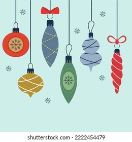 Christmas decorations. Collection of Christmas toys for the Christmas tree. Vector illustration