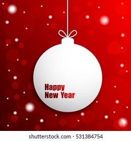 Christmas decorations with a congratulation on an abstract red background.