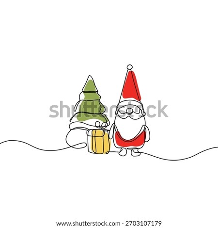 Christmas decorations continuous one line drawing, christmas ornaments continuous one line drawing.
