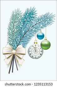 Christmas decorations with fir branches. Vector illustration