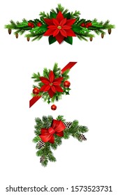 Christmas decorations with fir tree collection isolated