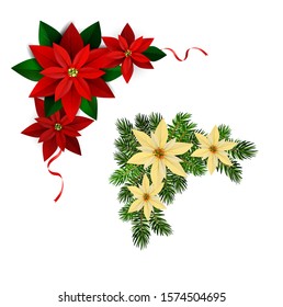 Christmas decorations with fir tree collection isolated