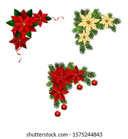 Christmas decorations with fir tree collection isolated