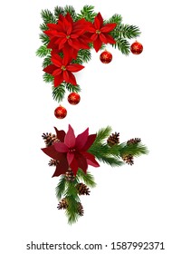 Christmas decorations with fir tree collection isolated