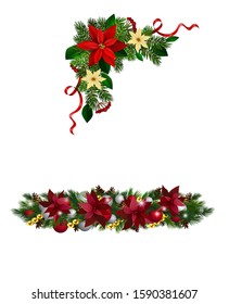 Christmas decorations with fir tree collection isolated