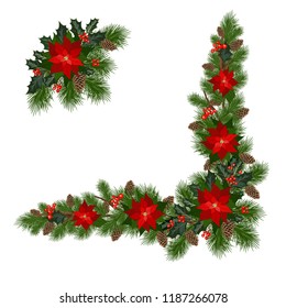 Christmas decorations with fir tree and decorative elements. vector illustration