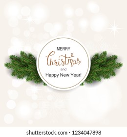 Christmas decorations with fir tree and decorative elements. vector illustration.