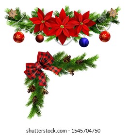 Christmas decorations with fir tree golden jingle bells