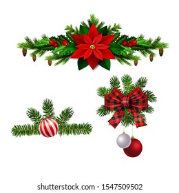Christmas decorations with fir tree golden jingle bells