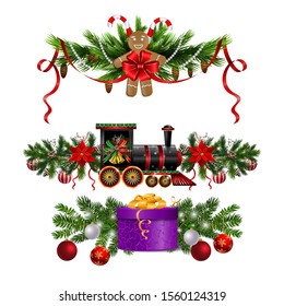 Christmas decorations with fir tree golden jingle bells