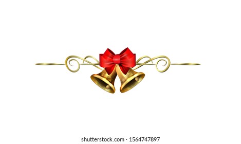 Christmas decorations with fir tree golden jingle bells