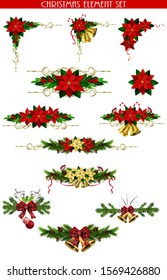 Christmas decorations with fir tree golden jingle bells