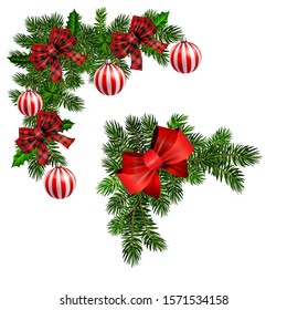 Christmas decorations with fir tree golden jingle bells