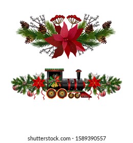 Christmas decorations with fir tree golden jingle bells