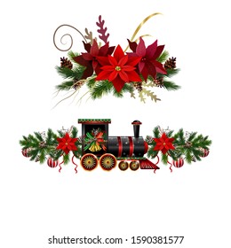 Christmas decorations with fir tree golden jingle bells