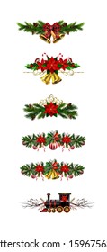 Christmas decorations with fir tree golden jingle bells