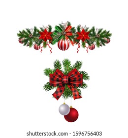 Christmas decorations with fir tree golden jingle bells