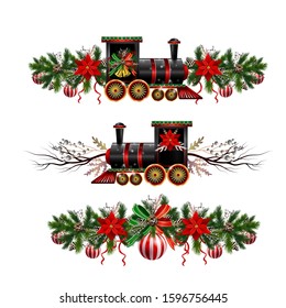 Christmas decorations with fir tree golden jingle bells