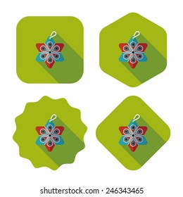 Christmas decorations flat icon with long shadow eps10