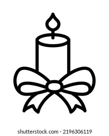 Christmas decorations flat line icon. Celebration concept - candle. Outline sign for mobile concept and web design, store.