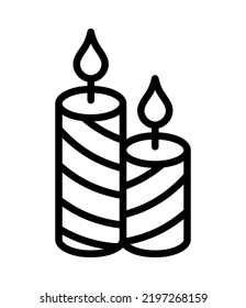 Christmas decorations flat line icon. Celebration concept - candle. Outline sign for mobile concept and web design, store.