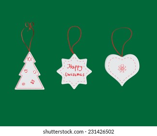 Christmas decorations in the form of a Christmas tree, hearts and stars