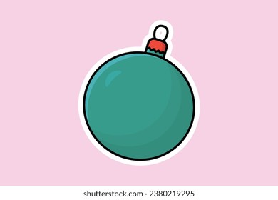 Christmas decorations glass lightbulb sticker design vector illustration. New year celebration icon design concept. Christmas bulb sticker design logo with shadow.