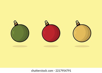 Christmas decorations glass lightbulbs vector icon illustration. New year celebration icon design concept. New year toys, Electric lightbulb, Holiday celebration, Christmas decoration, Traditional. 