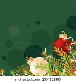 Christmas decorations with glowing ornaments Vector