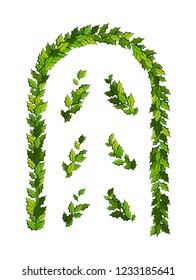 Christmas decorations with holly leaves, Vertical arch with design elements Illustration for xmas and new year design.