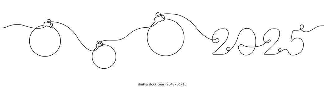 Christmas decorations icon line continuous drawing vector. One line Decorative balls icon vector background. Christmas balls icon. Continuous outline of a Christmas balls.
