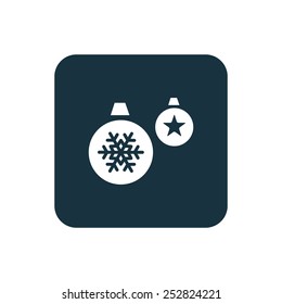 Christmas Decorations icon Rounded squares button, on white background 