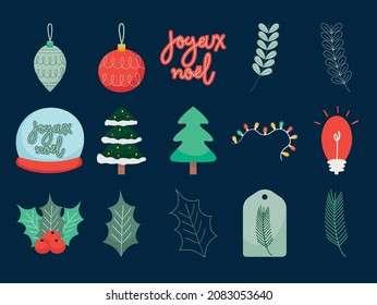 christmas decorations icon set design